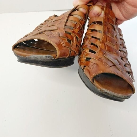 Franco Sarto Leather Woven Weave High Heel Leather Sandals - Picture 5 of 10